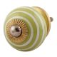 Lime Green Striped Small Ceramic Cabinet Knobs